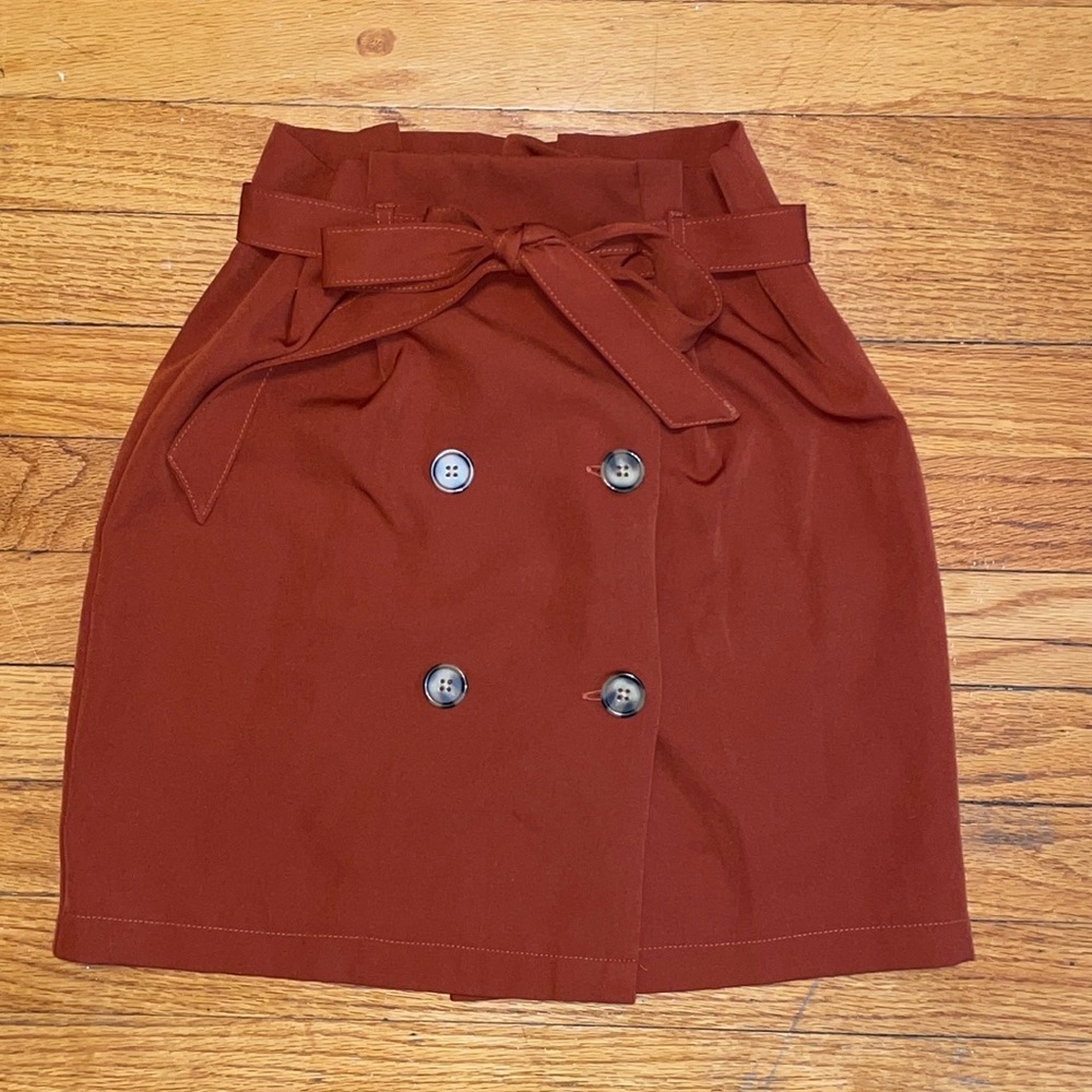Deep Orange Button Front Skirt